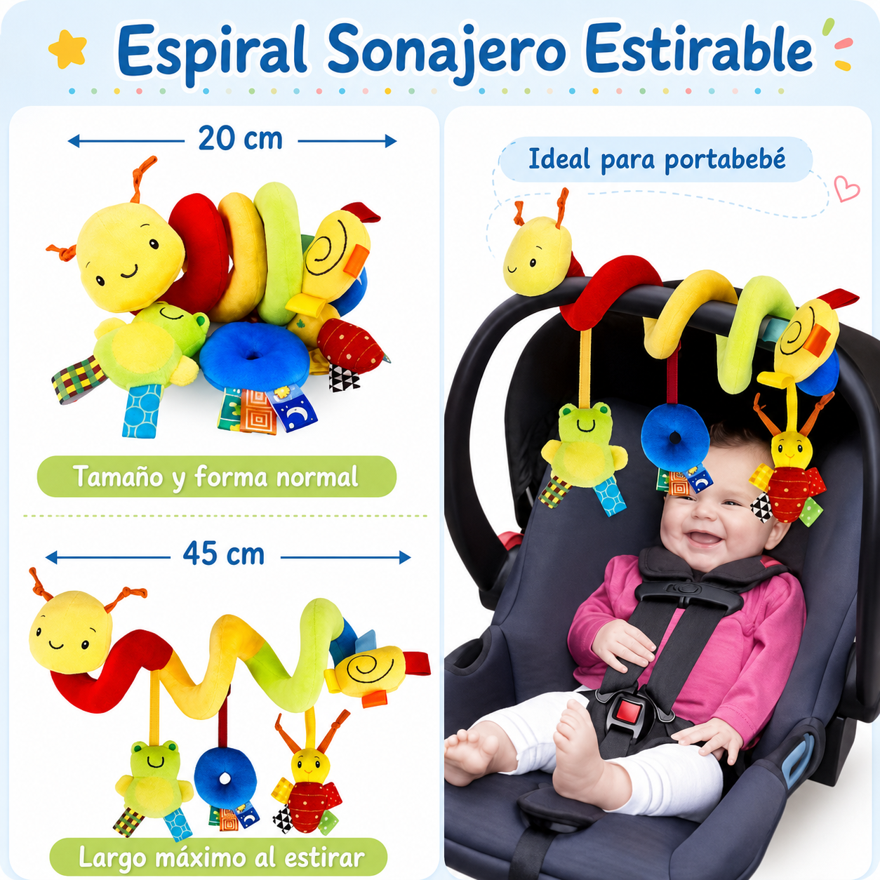 Colgante Gusanito Colorido – Juguete sensorial para bebé