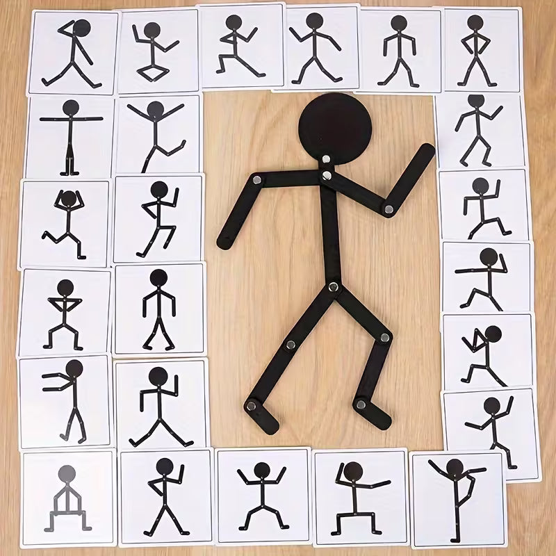 Wooden Man Articulado – Figura de Madera Didáctica con Tarjetas