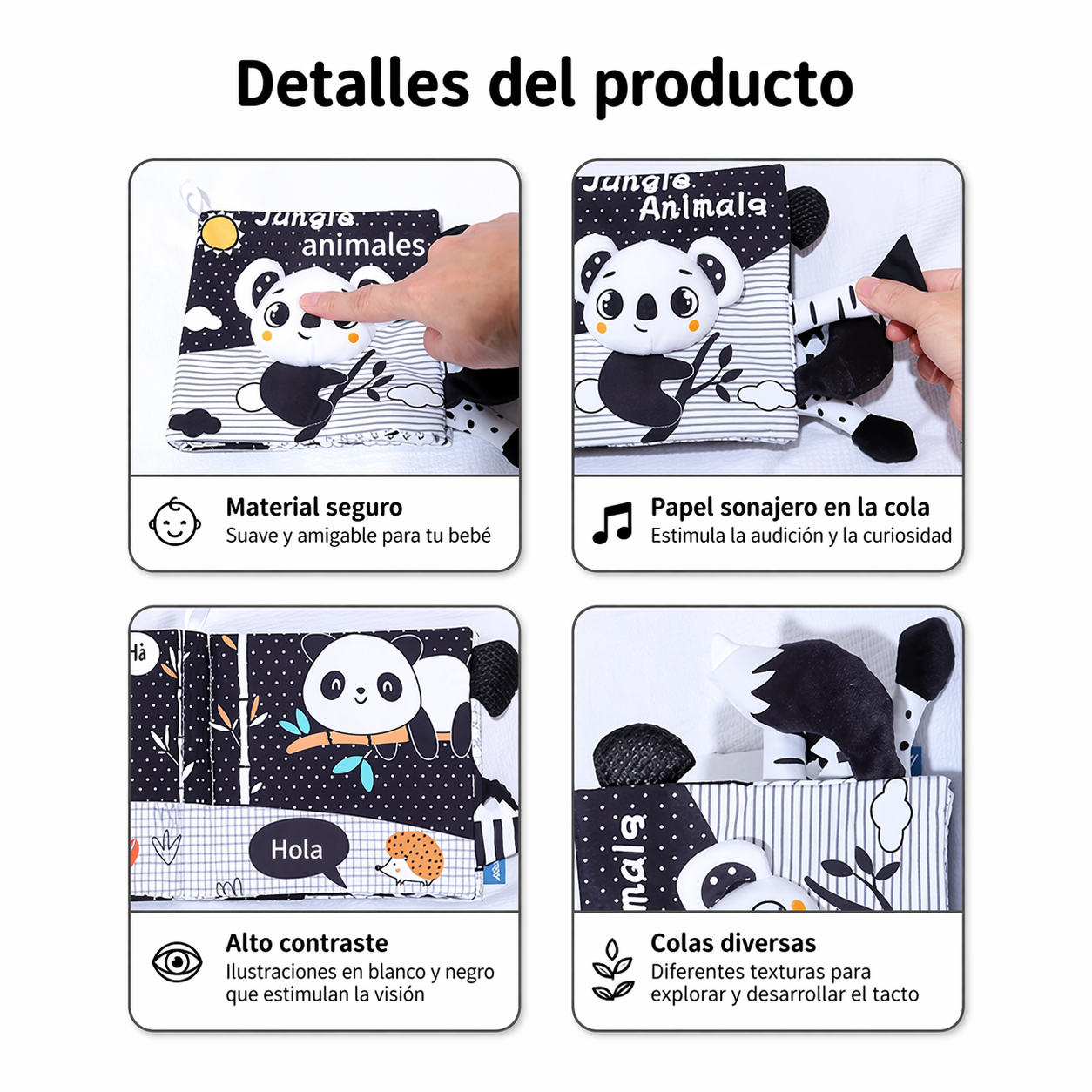 Libro Sensorial blanco y negro Mis Primeros Colores para Bebé
