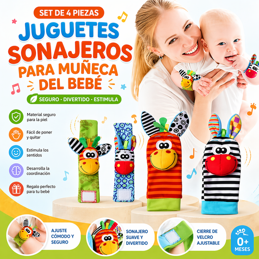 Calcetines y Muñequeras Sensoriales para Bebé – Colores y Sonidos