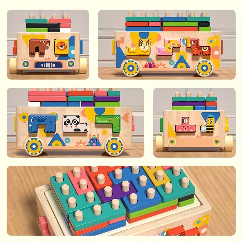 BusAnimales Constructor – Juego de Bloques y Clasificación de Madera