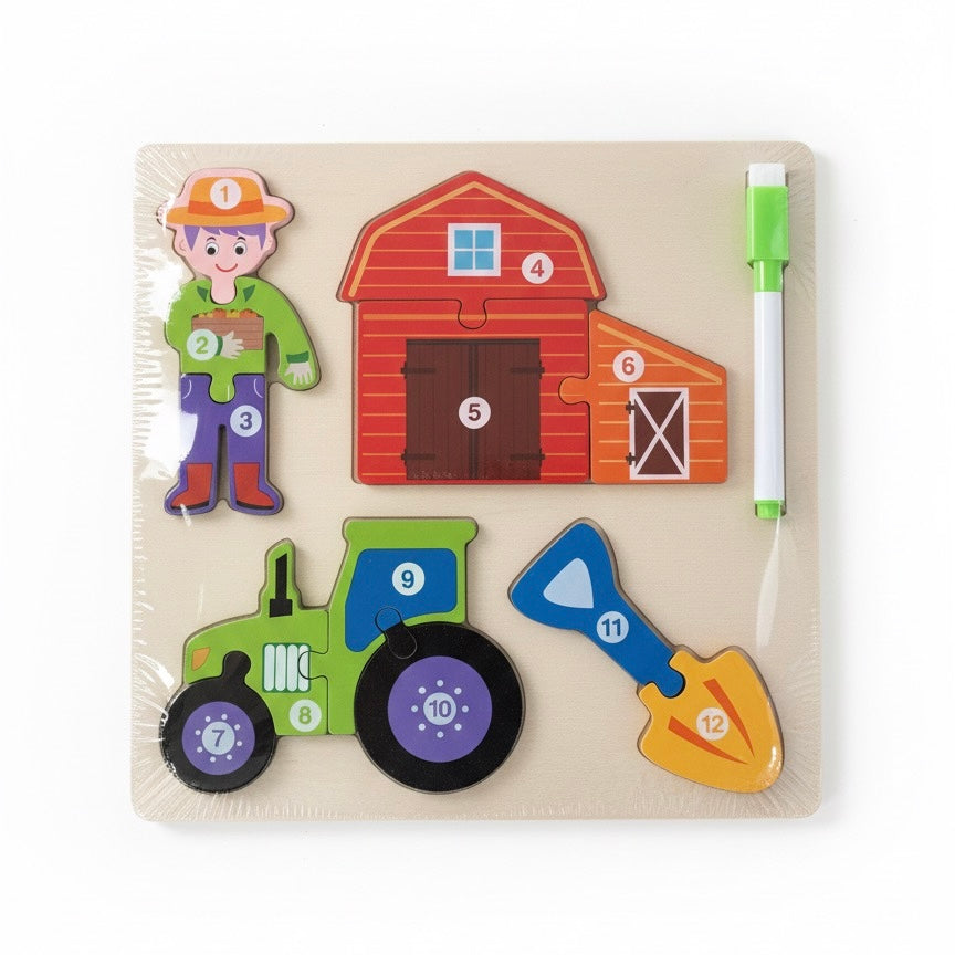 Rompecabezas 2 en 1 de Oficios – Madera + Mini Pintarrón Didáctico