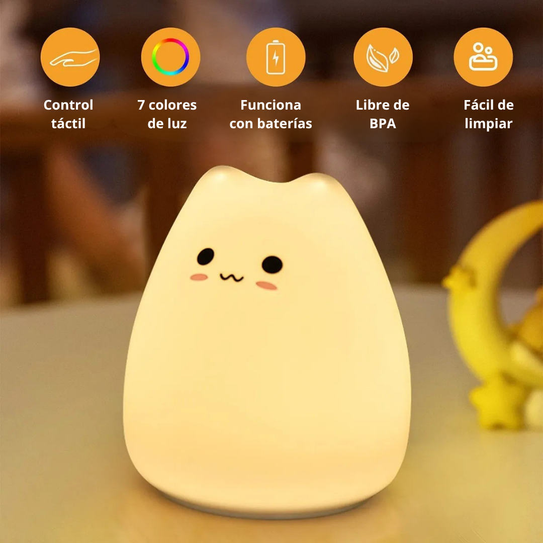 Lámpara Gatito Suave – Little Cat Silicone Light con toque y 3 modos de luz
