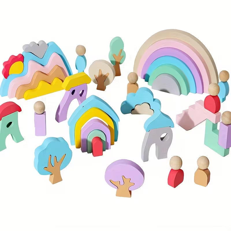 Ciudad Arcoíris Montessori de Madera – Juego Creativo