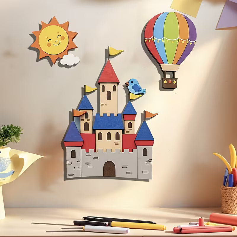 Decoración de Tren y Globo – Móvil decorativo de madera