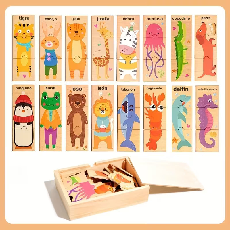 Rompecabezas de Animales en Madera – Juego Didáctico Infantil