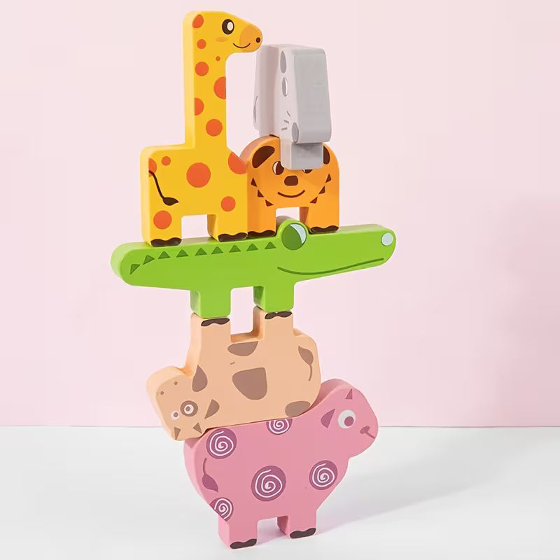 Bloques Apilables de Animales – Juego Didáctico de Madera para Equilibrio