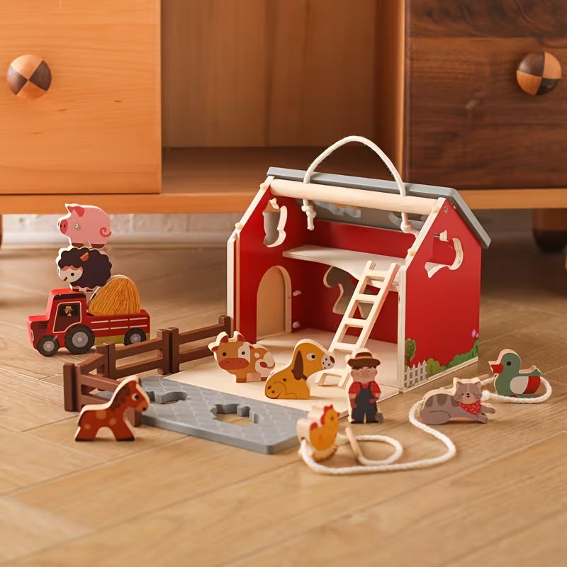 Gran Granja Didáctica de Madera – Animales & Emparejamiento 3 en 1