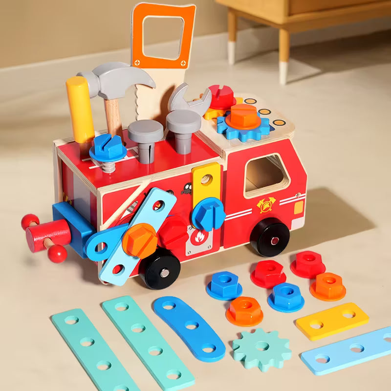 Camión Bombero Constructor de Madera – Juego de Herramientas Didáctico