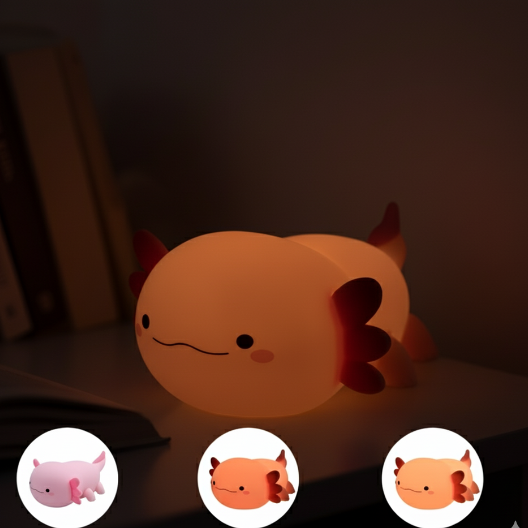 Lámpara Axolote Nocturna – Luz Cálida o Multicolor Recargable USB