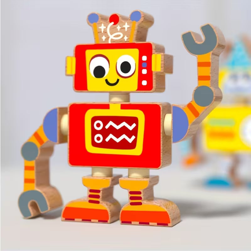 Robots 3D de Madera STEM – Puzzle Didáctico para Armar y Jugar