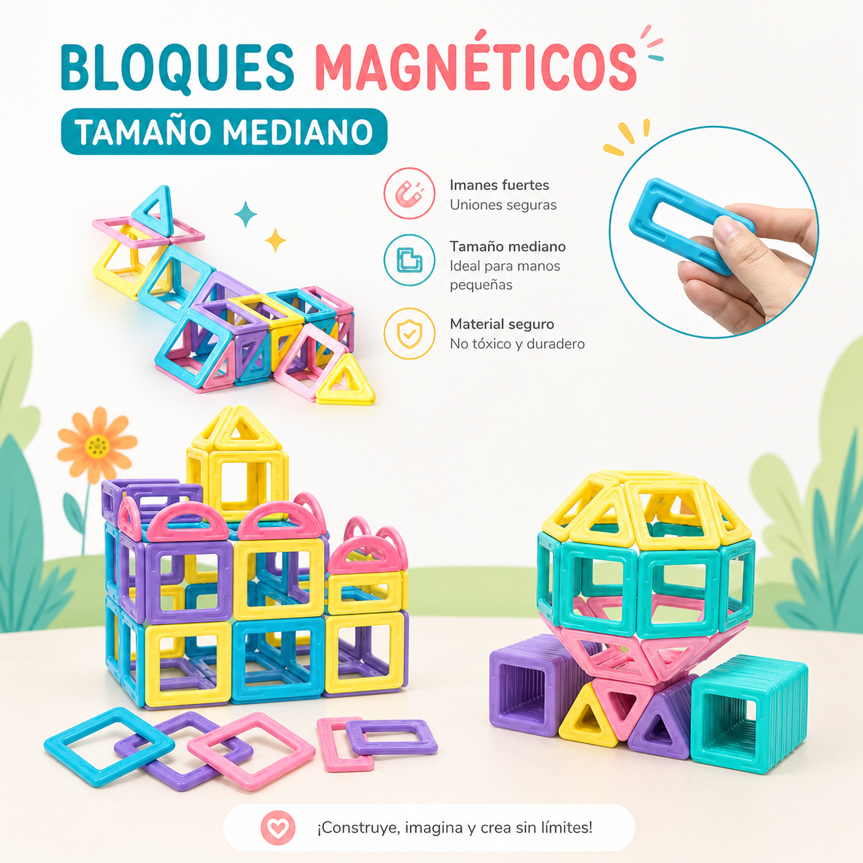 Bloques Magnéticos 68 Piezas – Figuras geométricas creativas