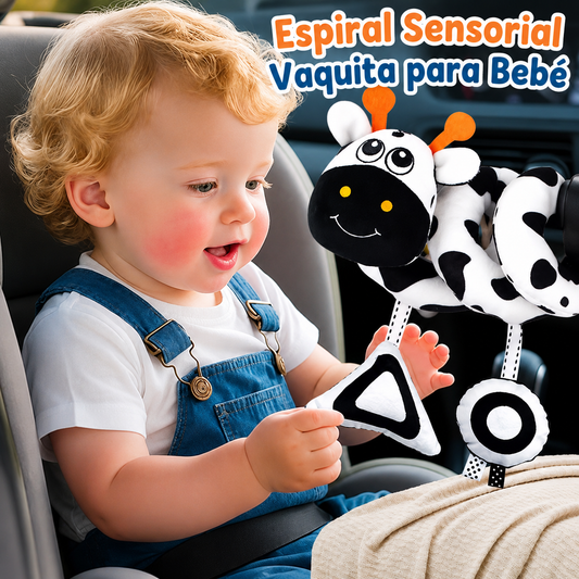 Espiral Sensorial para Bebé blanco y negro – Juguete de Felpa con Colgantes