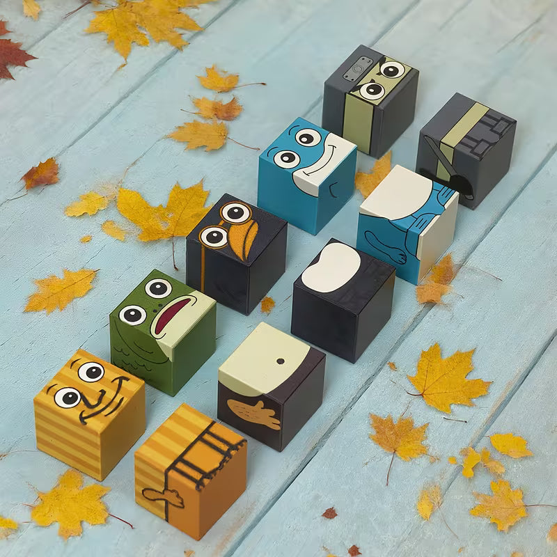 BlockFaces Creativos – Set de Personajes Combinables de Madera (16 o 40 Piezas)