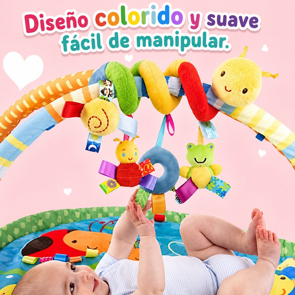 Colgante Gusanito Colorido – Juguete sensorial para bebé