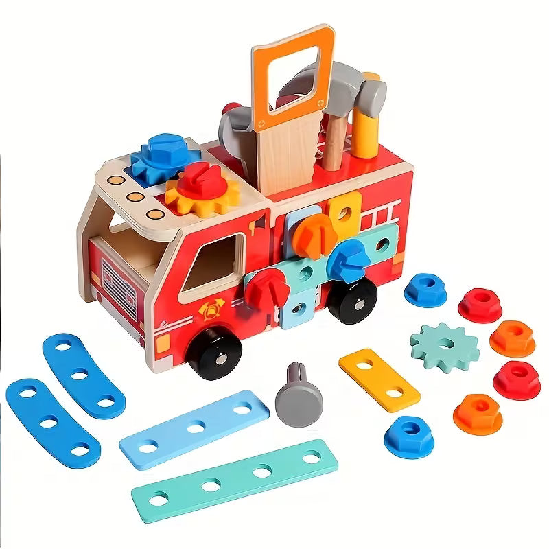 Camión Bombero Constructor de Madera – Juego de Herramientas Didáctico