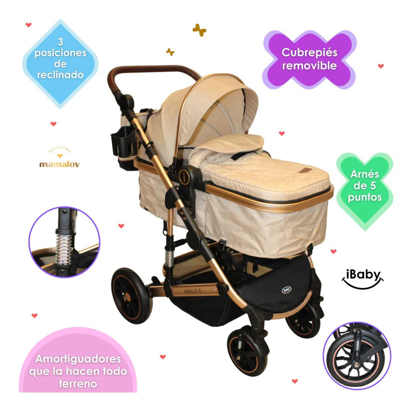 Carriola Amalfi 6 en 1 iBaby – Travel System Premium