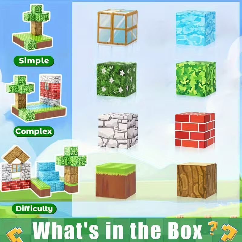 Bloques Magnéticos PixelCraft – Set de Construcción Tipo Cubos (100 pcs)