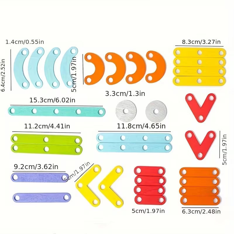 Tabla Creativa de Armado Montessori con Tornillos de Madera