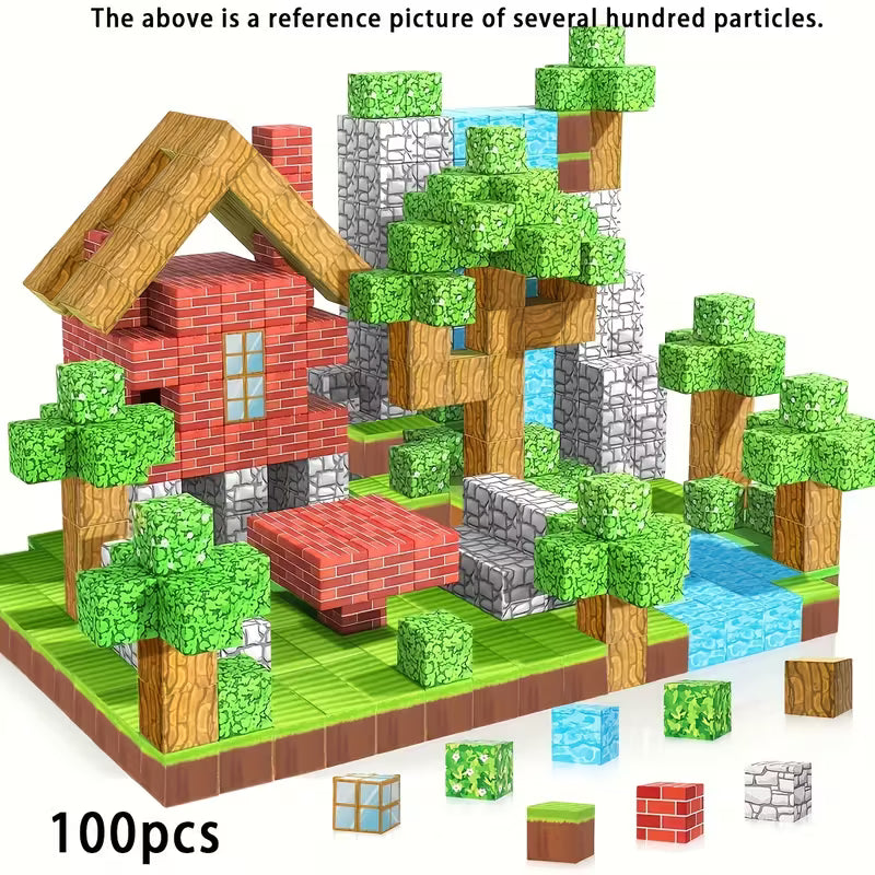 Bloques Magnéticos PixelCraft – Set de Construcción Tipo Cubos (100 pcs)