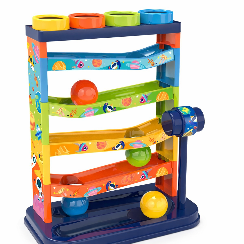 Gravity Galaxy – Torre de Bolas Deslizantes con Martillo Didáctico