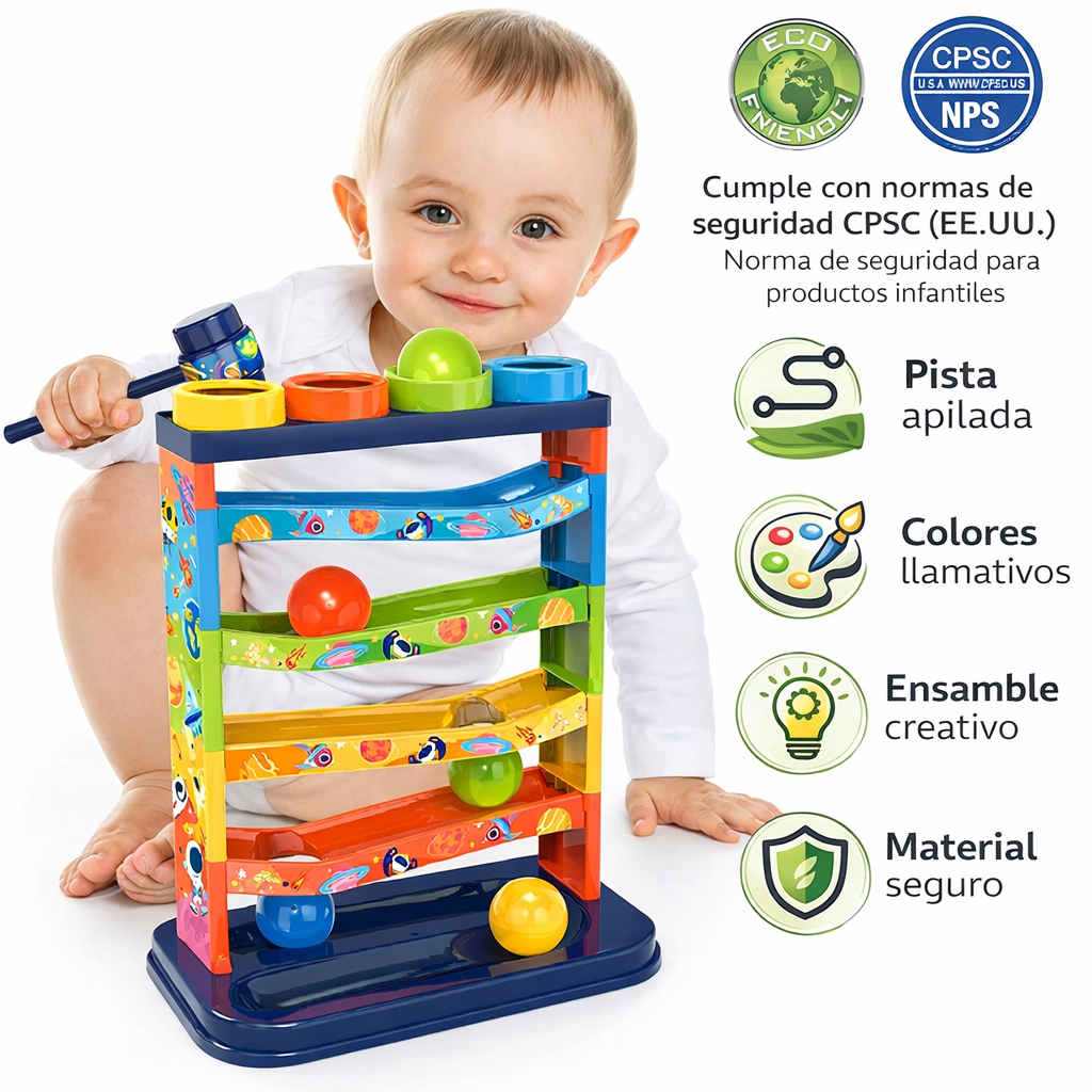 Gravity Galaxy – Torre de Bolas Deslizantes con Martillo Didáctico