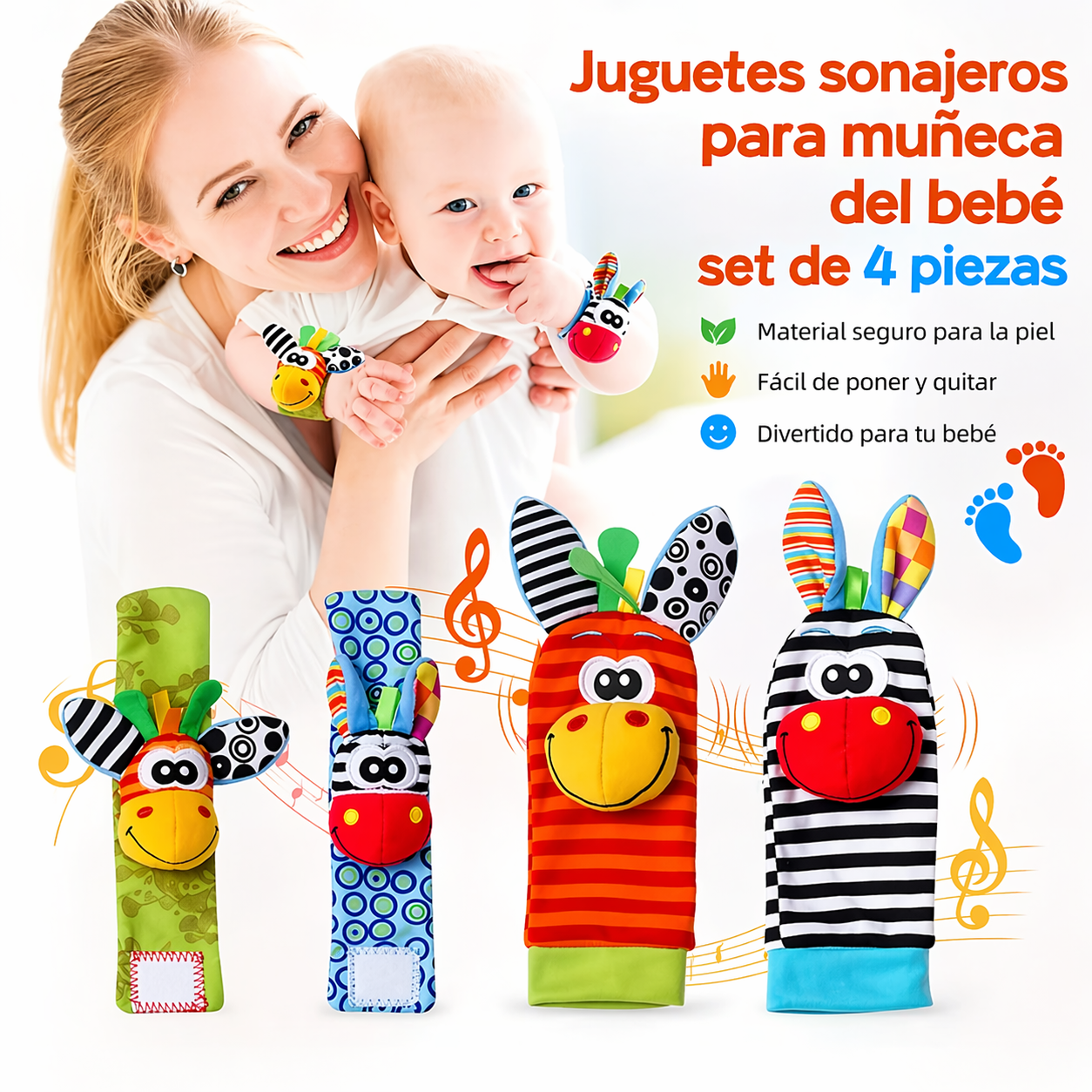 Calcetines y Muñequeras Sensoriales para Bebé – Colores y Sonidos