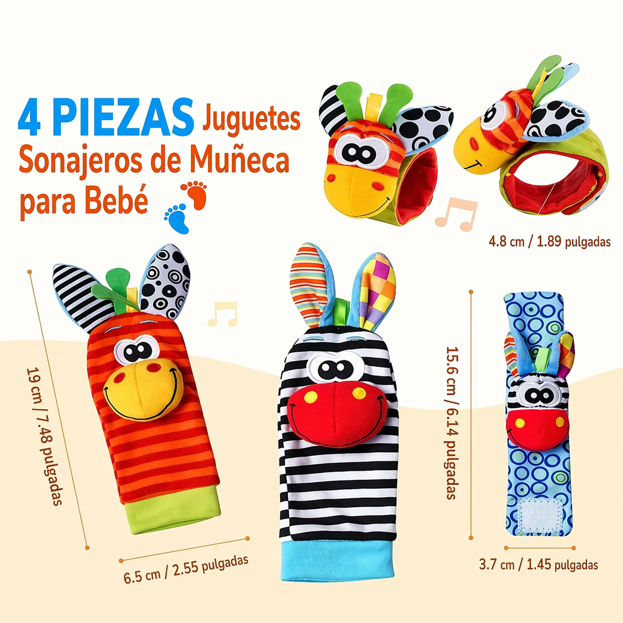 Calcetines y Muñequeras Sensoriales para Bebé – Colores y Sonidos