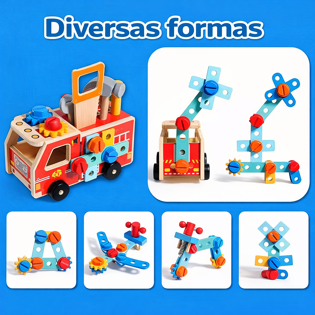 Camión Bombero Constructor de Madera – Juego de Herramientas Didáctico