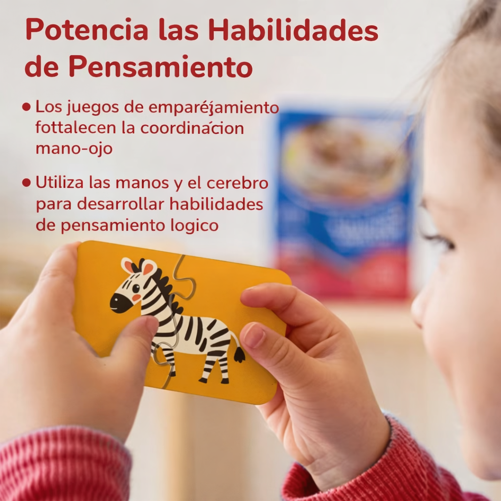 Rompecabezas de 2 Piezas Montessori – Animales, Frutas y Vehículos