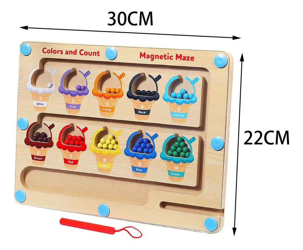 Laberinto Magnético de Dinosaurios y helados montessori