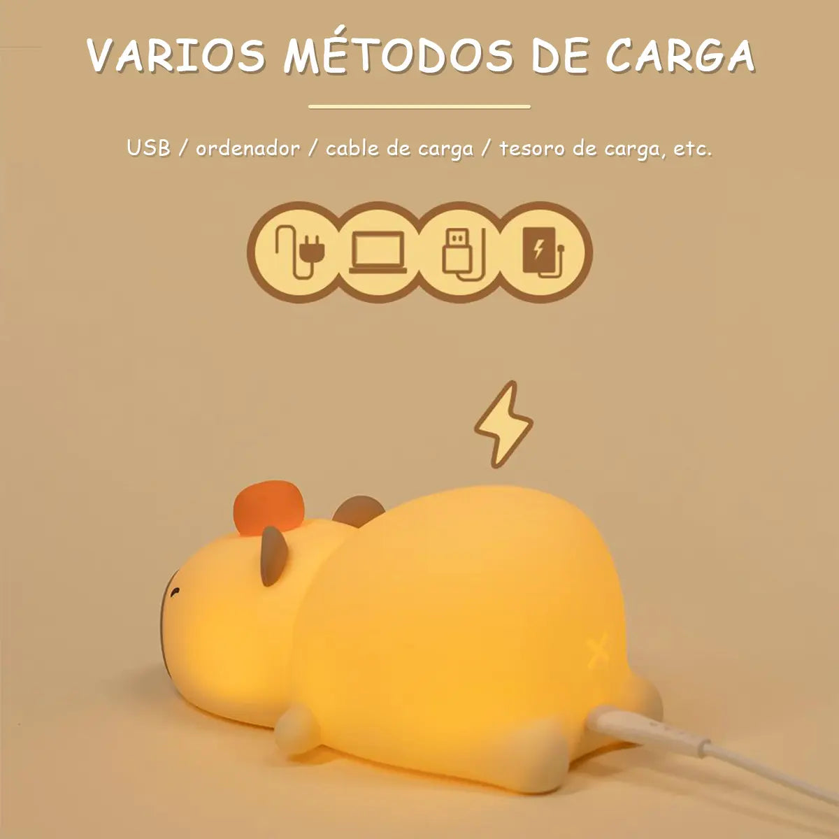 Lámpara Capibara Fluorescente – Luz Nocturna Infantil Decorativa