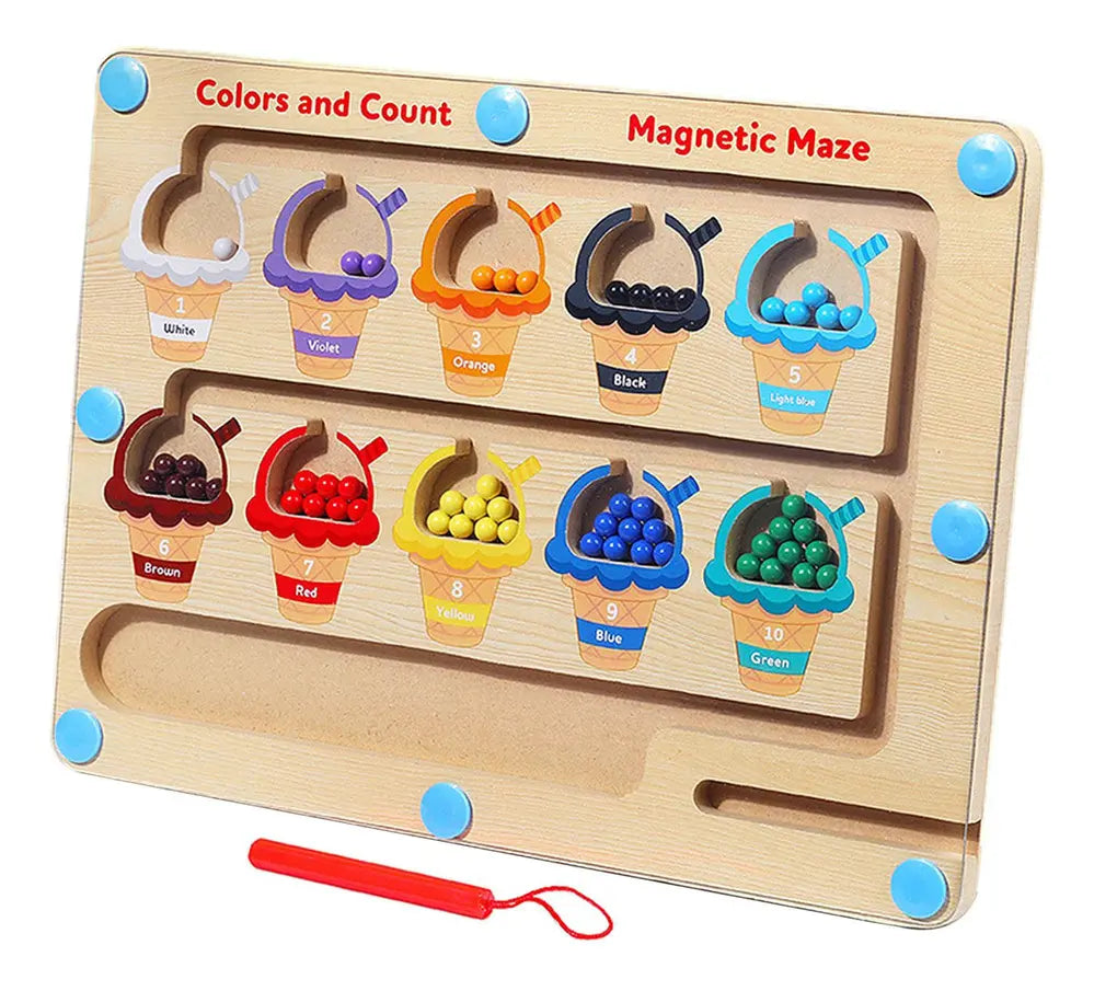 Laberinto Magnético de Dinosaurios y helados montessori