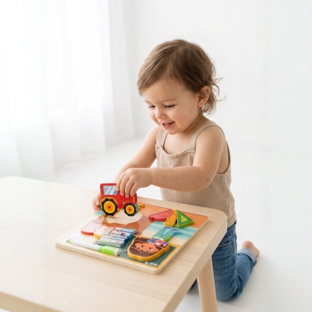 Rompecabezas 2 en 1 de Oficios – Madera + Mini Pintarrón Didáctico