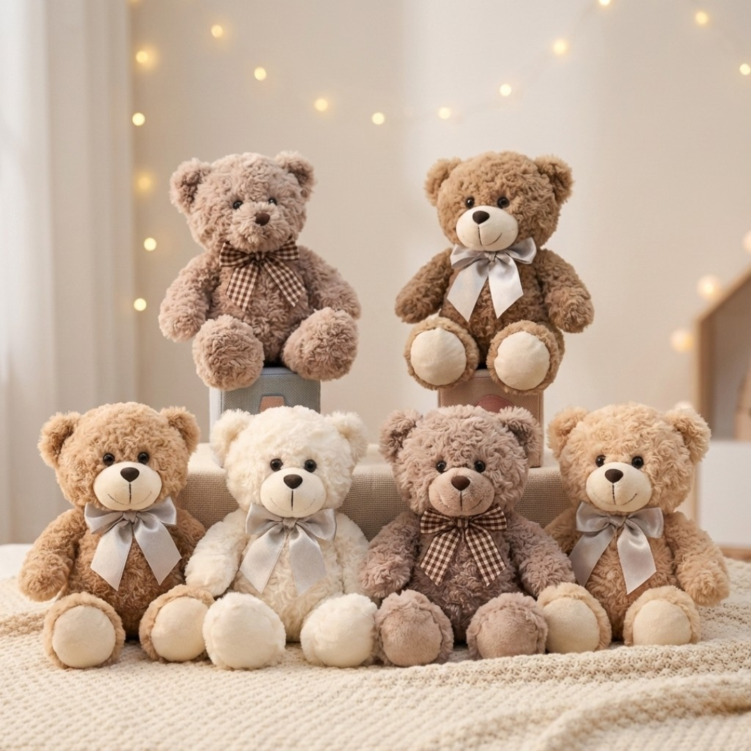 Osito de Peluche Clásico con Moño – Peluche Suave para Niños