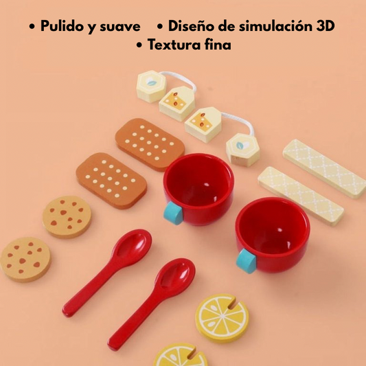 Blue Afternoon Tea — Juego de té de madera