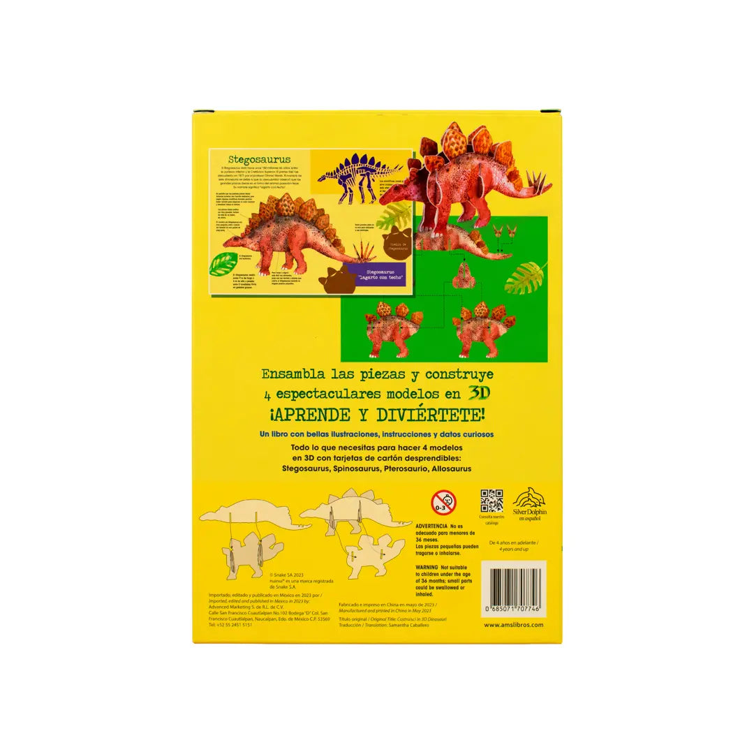 LIBRO INFANTIL CON 4 MODELOS 3D: LIBRO DE DINOSAURIOS