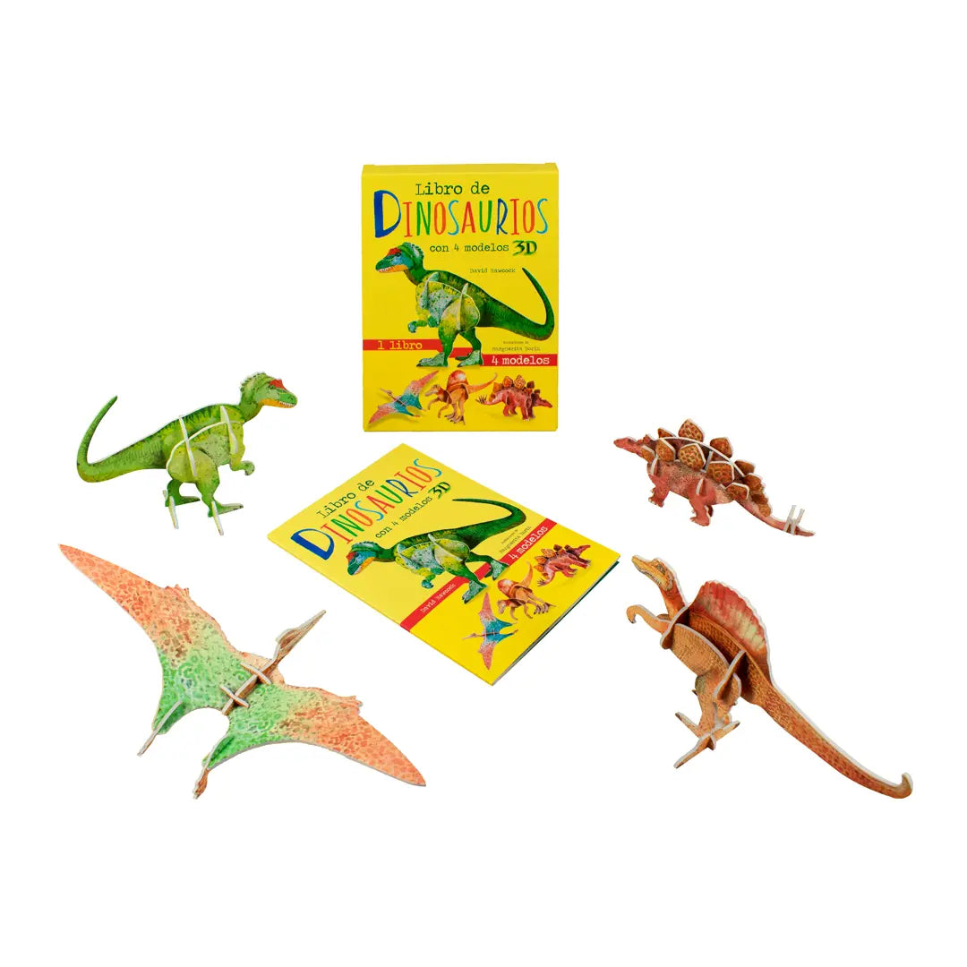 LIBRO INFANTIL CON 4 MODELOS 3D: LIBRO DE DINOSAURIOS
