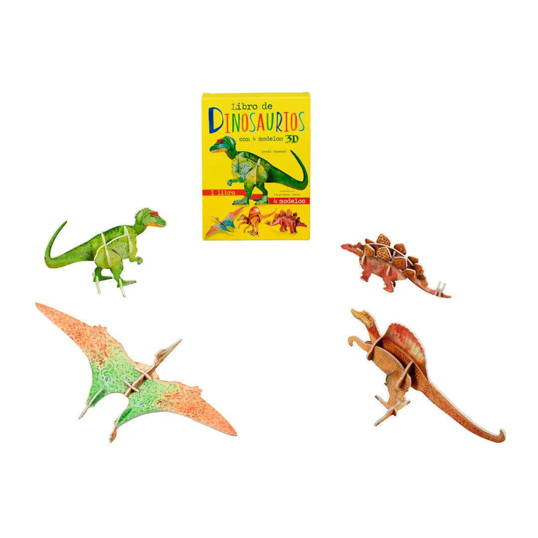 LIBRO INFANTIL CON 4 MODELOS 3D: LIBRO DE DINOSAURIOS