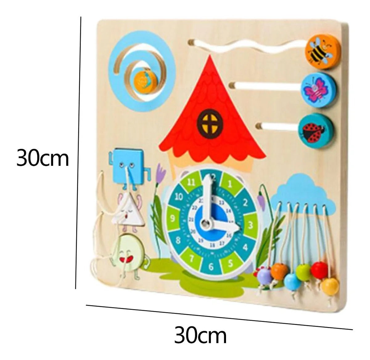 Busy Board Clock Move – Reloj Didáctico Montessori de Madera 30 cm