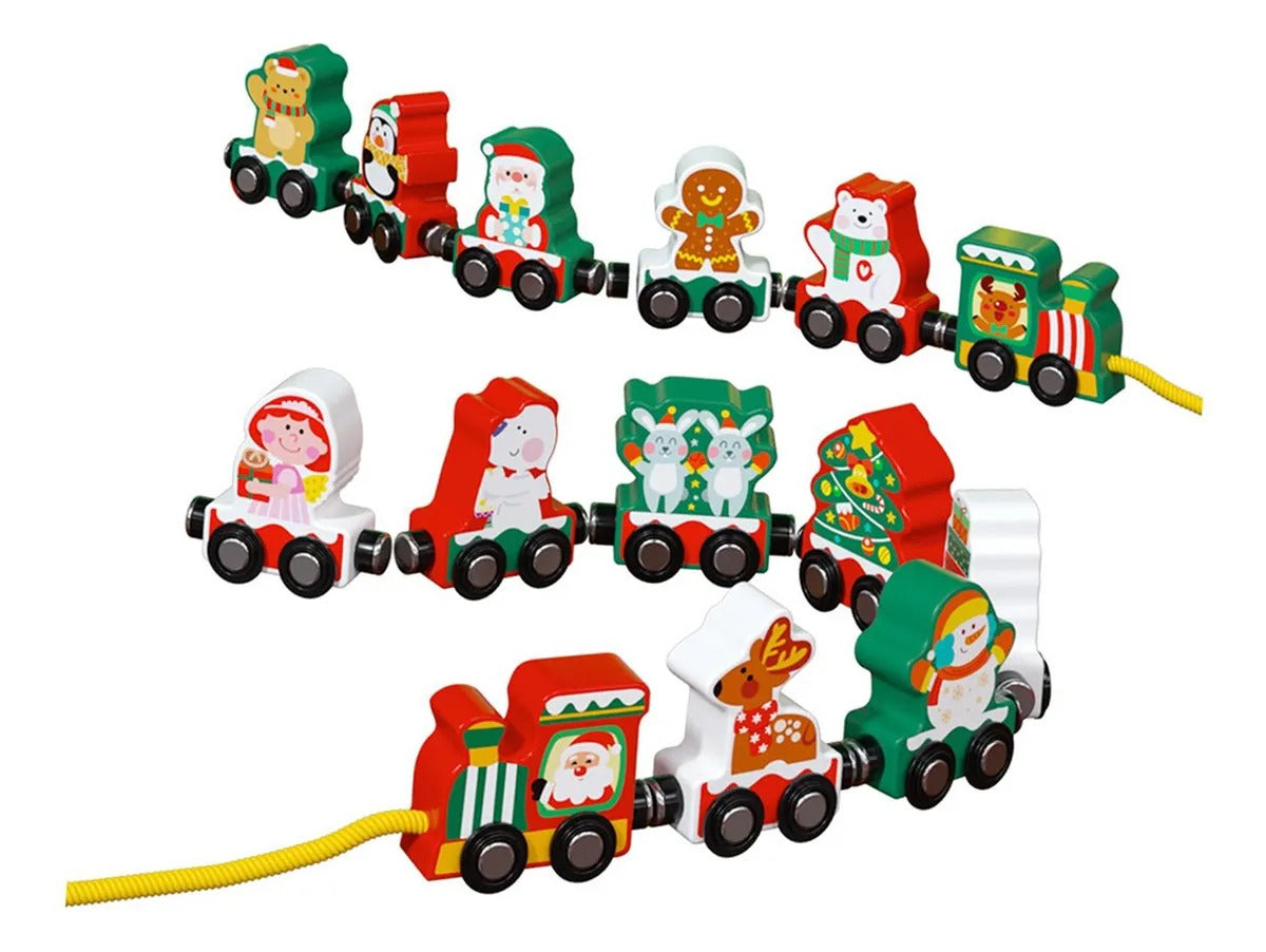 Tren Navideño de Madera – Decorativo y Didáctico con Figuras de Navidad