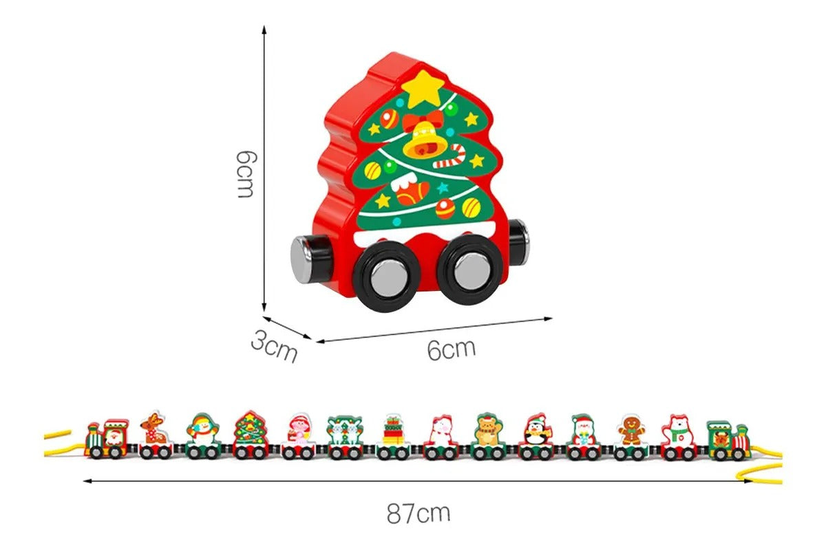 Tren Navideño de Madera – Decorativo y Didáctico con Figuras de Navidad