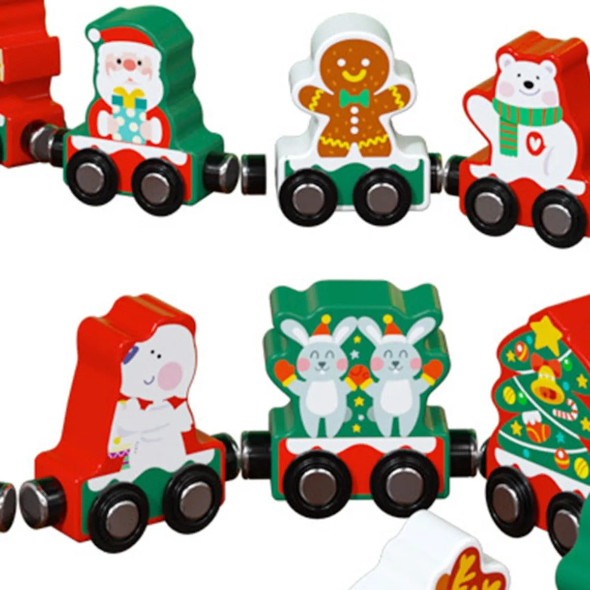 Tren Navideño de Madera – Decorativo y Didáctico con Figuras de Navidad