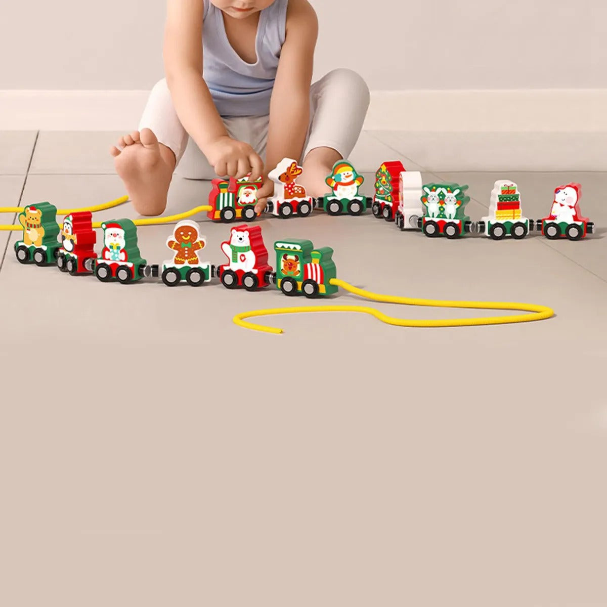Tren Navideño de Madera – Decorativo y Didáctico con Figuras de Navidad