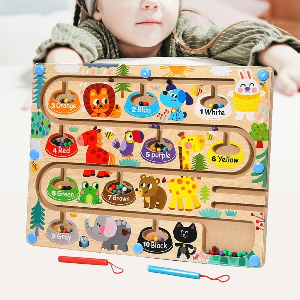 Laberinto Magnético Montessori – Aventuras de Animales y Colores