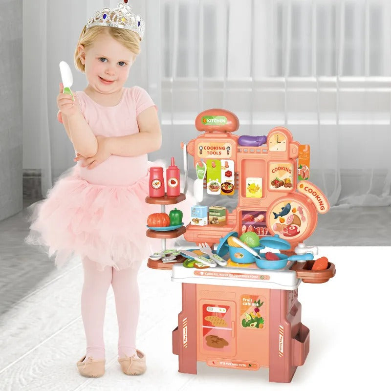 Set de Cocina Infantil 46 Piezas – Mesa de Juego y Accesorios