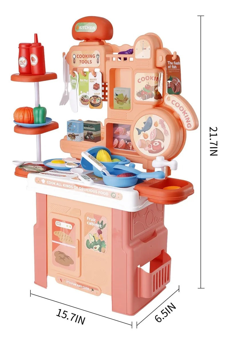 Set de Cocina Infantil 46 Piezas – Mesa de Juego y Accesorios