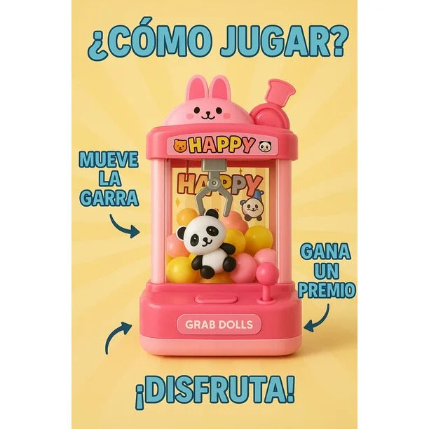 Máquina de Garra Conejito – Juego Interactivo con Luces, Sonido y Peluches