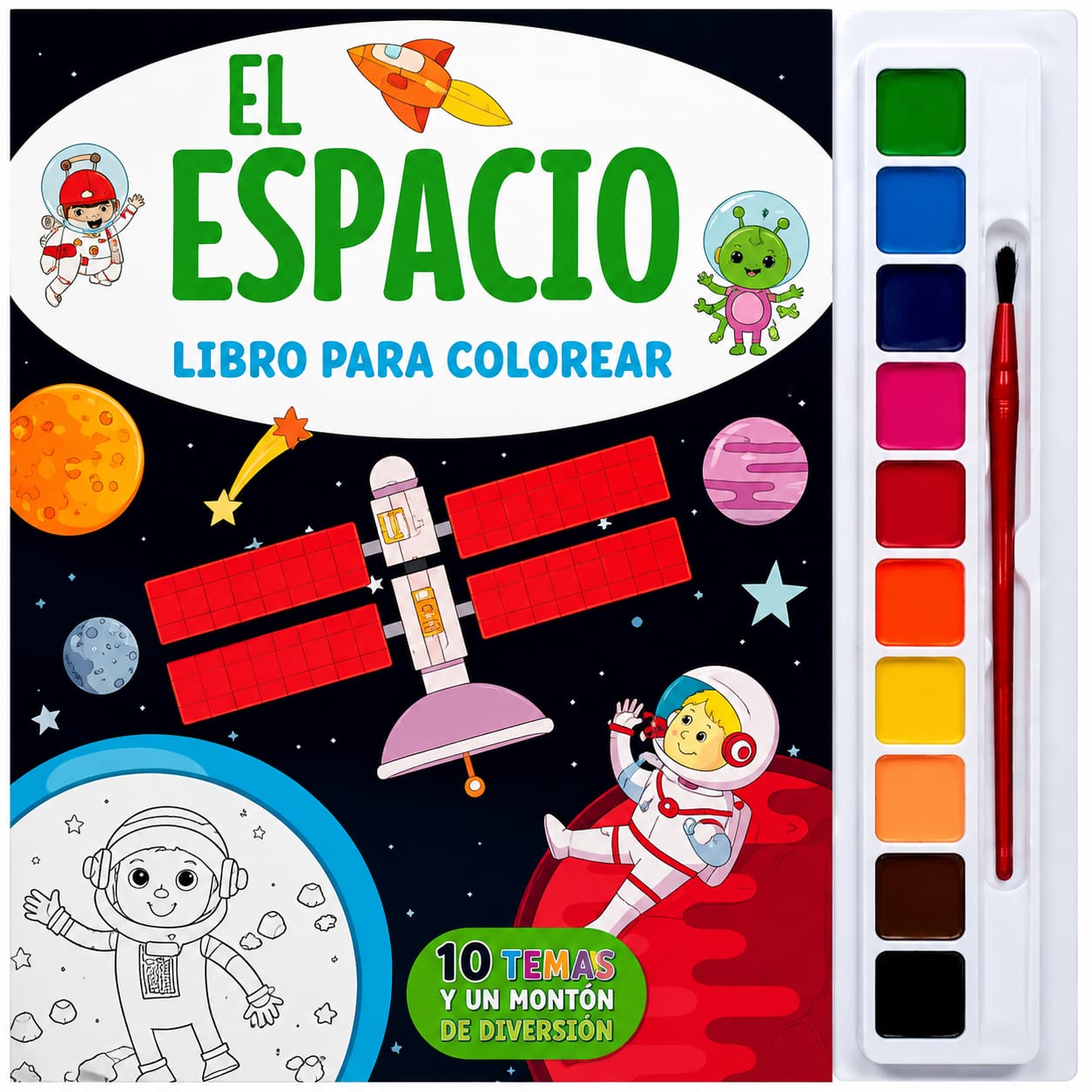 Libro con Acuarelas – El Espacio para colorear