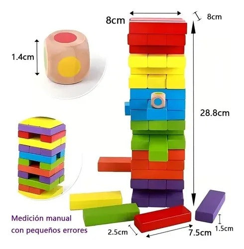 Jenga Artesanal Clásico – Juego de Destreza y Coordinación de Madera